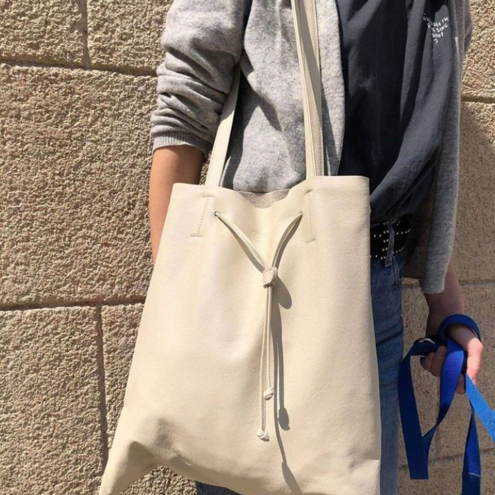 Ippilito off white leather tote from Greece